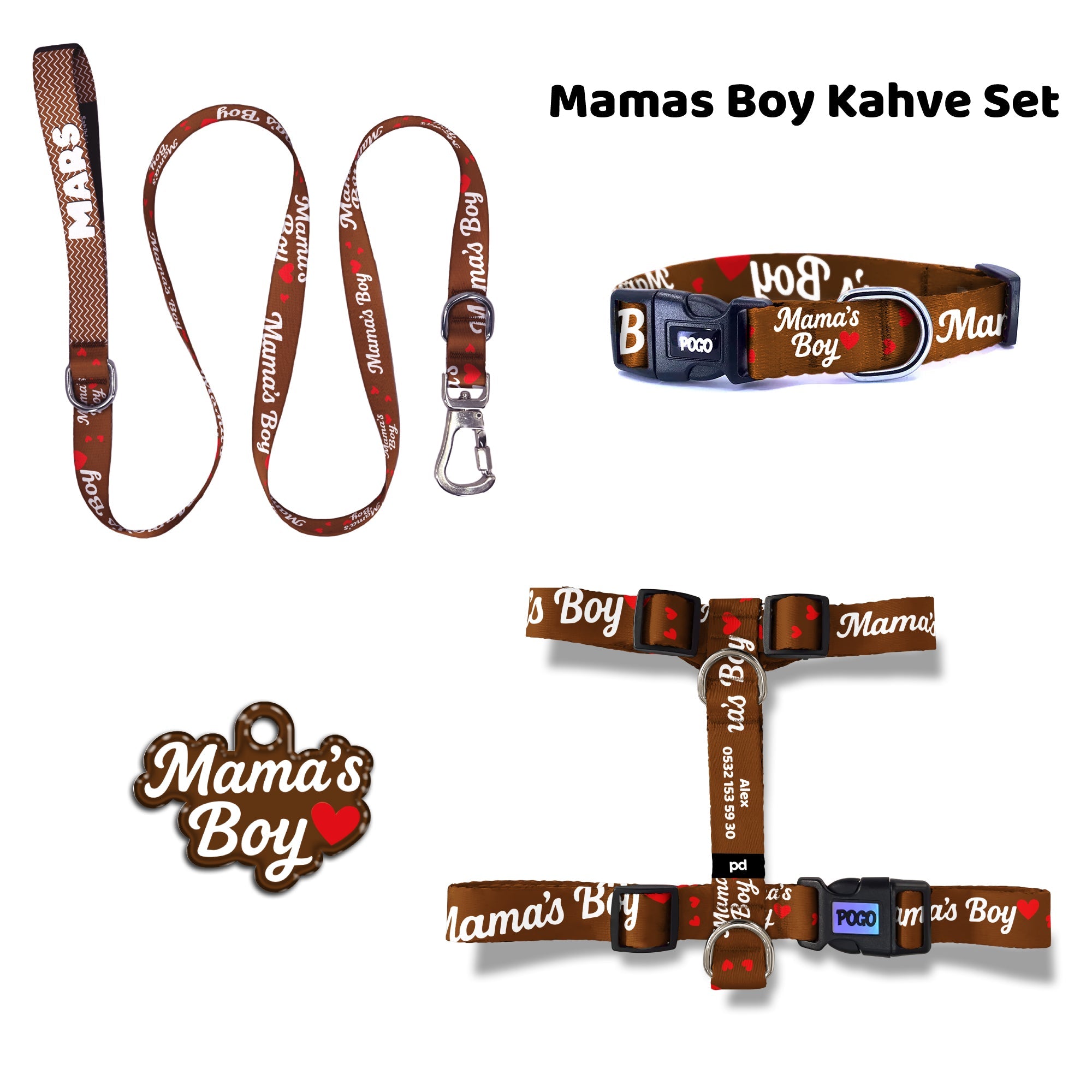 Mamas Boy Kahve | Dog Collar Set