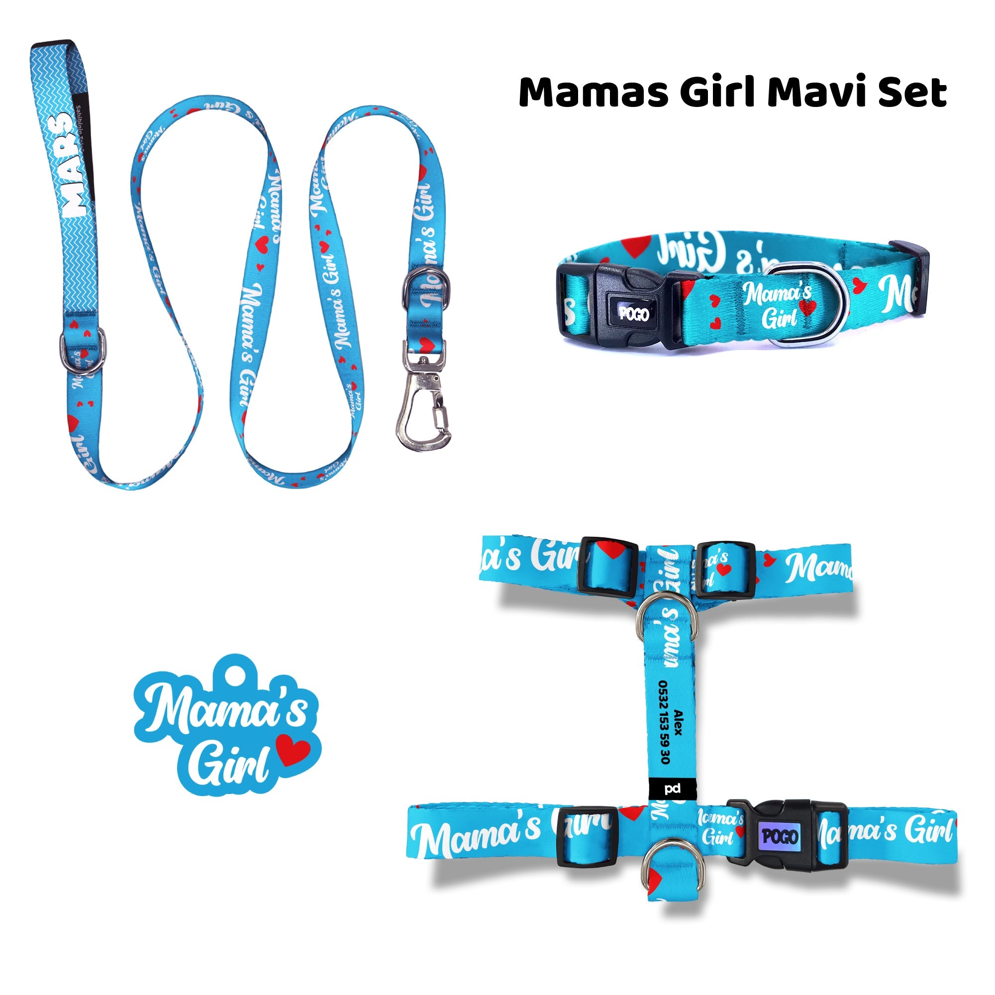 Mamas Girl Blue | Dog Collar Set