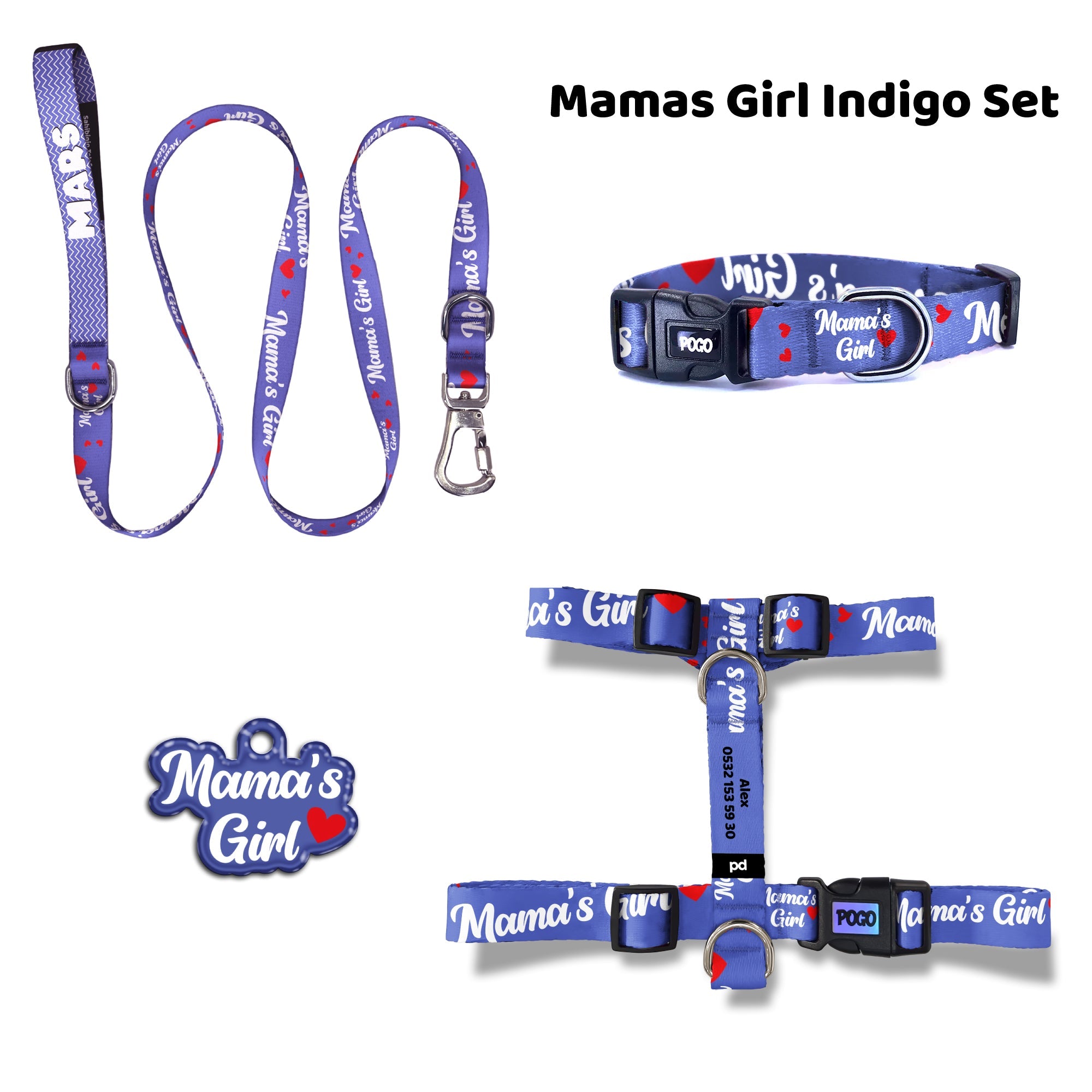 Mamas Girl İndigo | Dog Collar Set