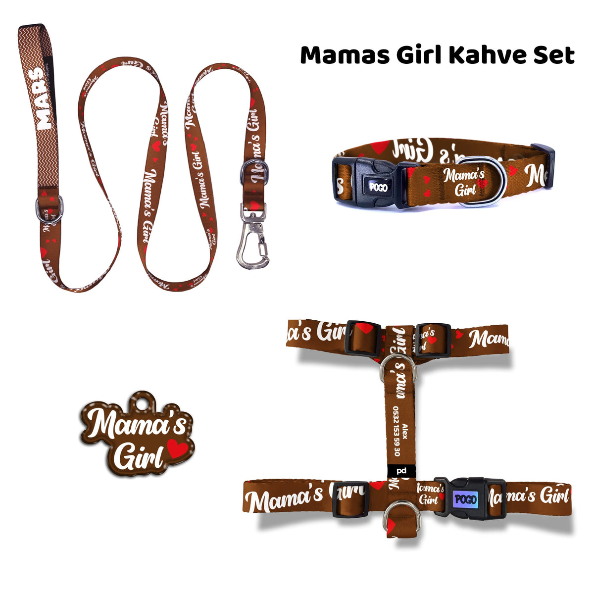 Mamas Girl Kahve | Dog Collar Set