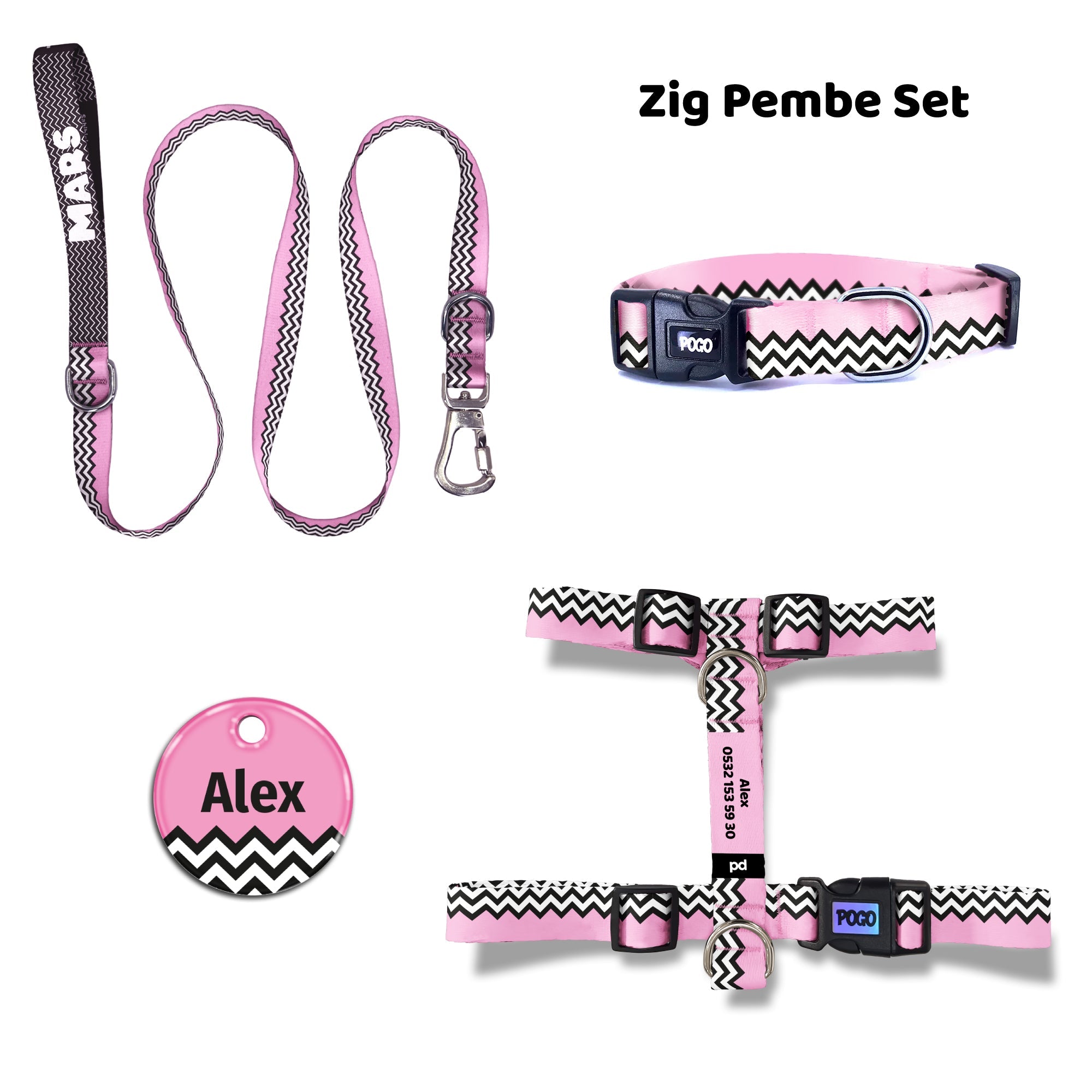 Zig Pink | Dog Collar Set
