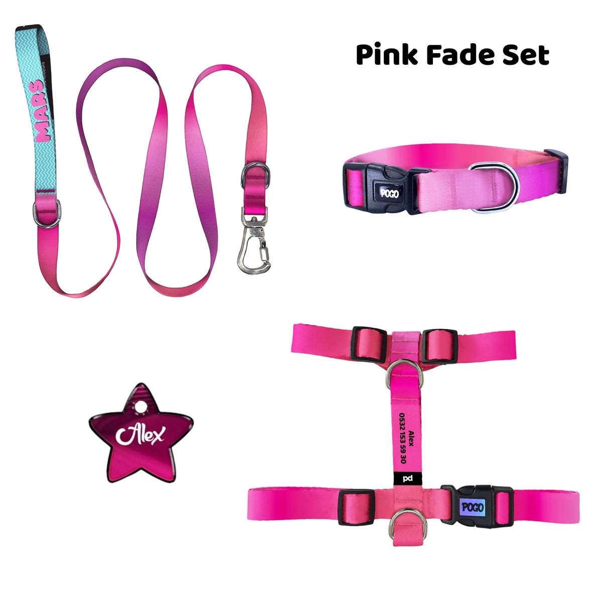 PinkFade | Tasma ve Künye Seti - Evcil hayvanlar için mükemmel bir ürün.