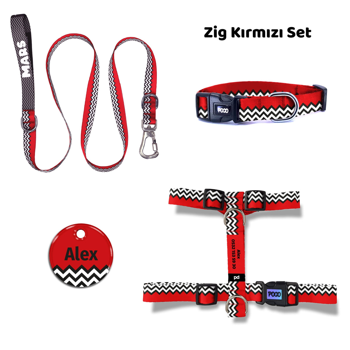 Zig Red | Dog Collar Set