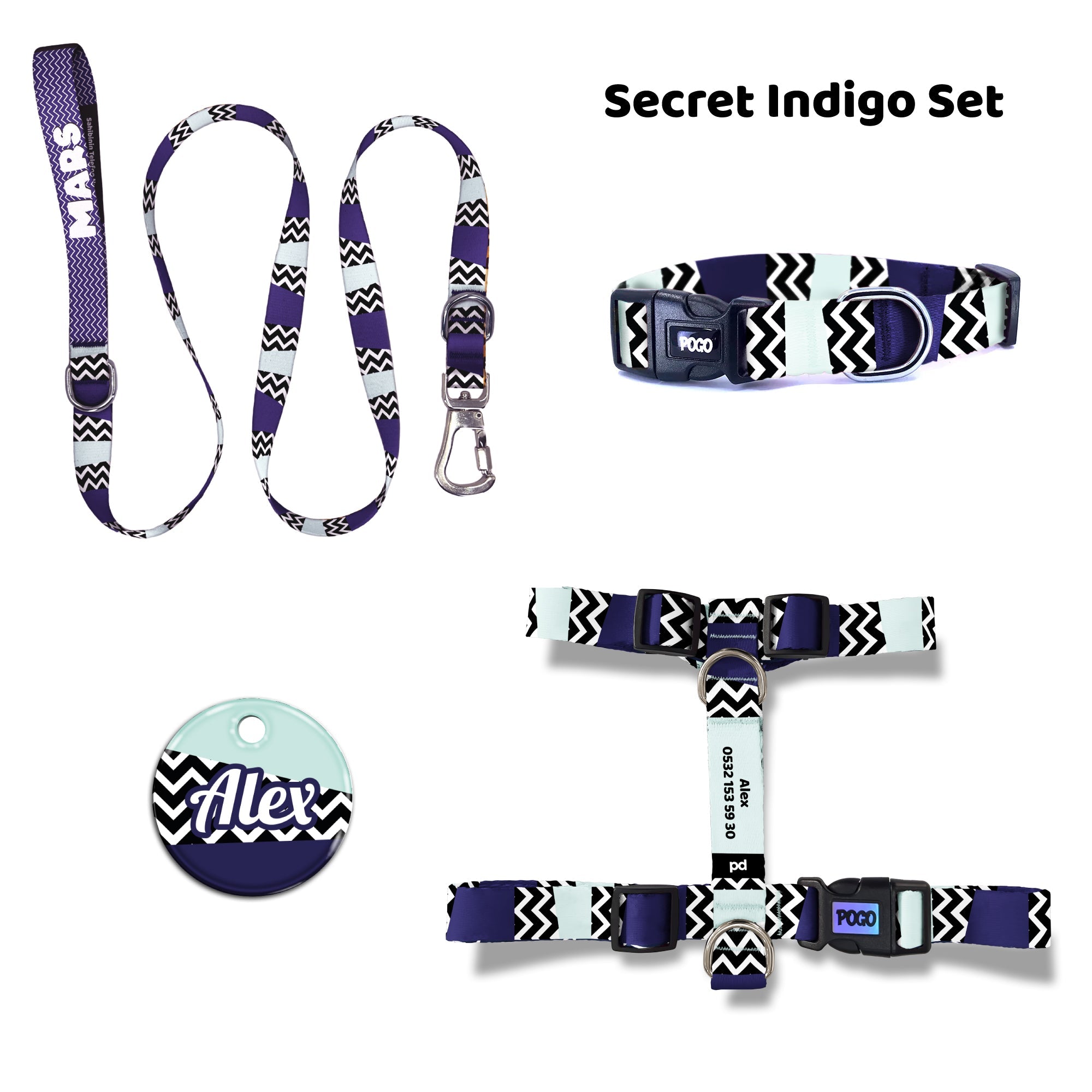 Secret Indigo | Dog Collar Set