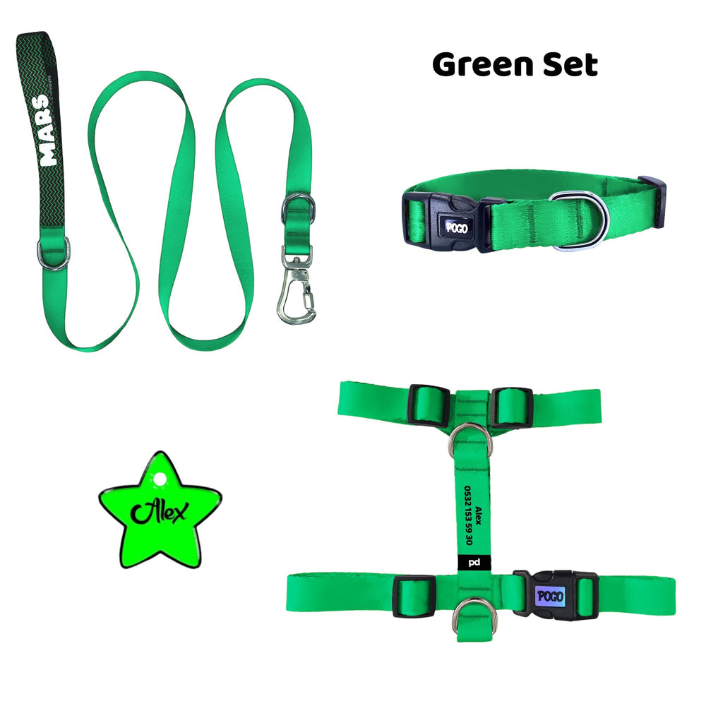 Green | Tasma ve Künye Seti - Evcil hayvanlar için mükemmel bir ürün.