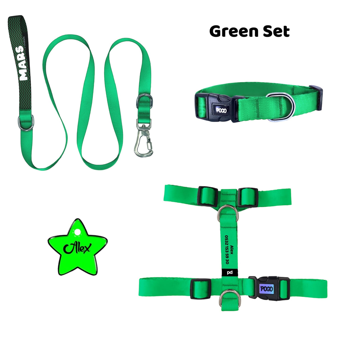 Green | Tasma ve Künye Seti - Evcil hayvanlar için mükemmel bir ürün.