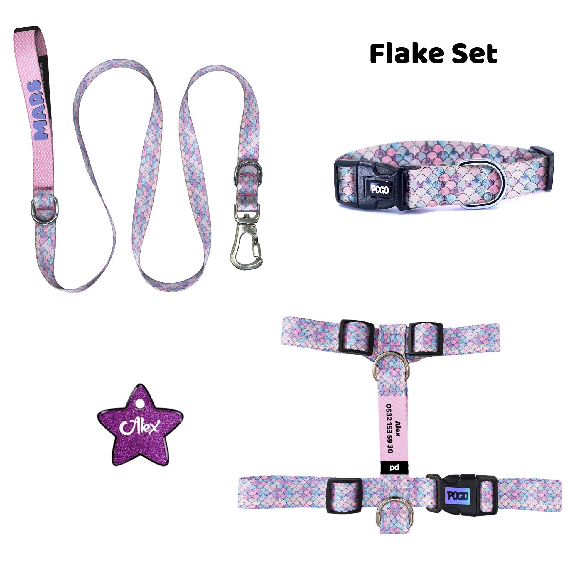 Flake | Tasma ve Künye Seti - Evcil hayvanlar için mükemmel bir ürün.