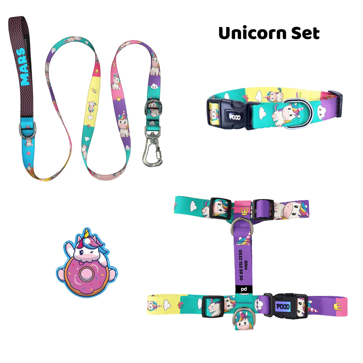 Unicorn | Tasma ve Künye Seti - Evcil hayvanlar için mükemmel bir ürün.