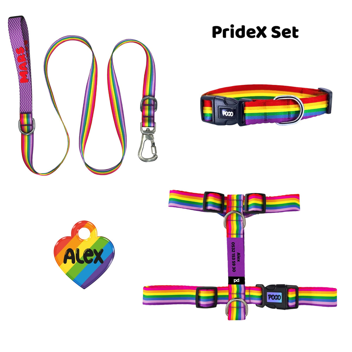 PrideX | Tasma ve Künye Seti - Evcil hayvanlar için mükemmel bir ürün.