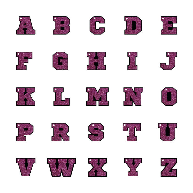 Fuşya Glitter Harf Künyeler | Tüm Harfler - Evcil hayvanlar için mükemmel bir ürün.