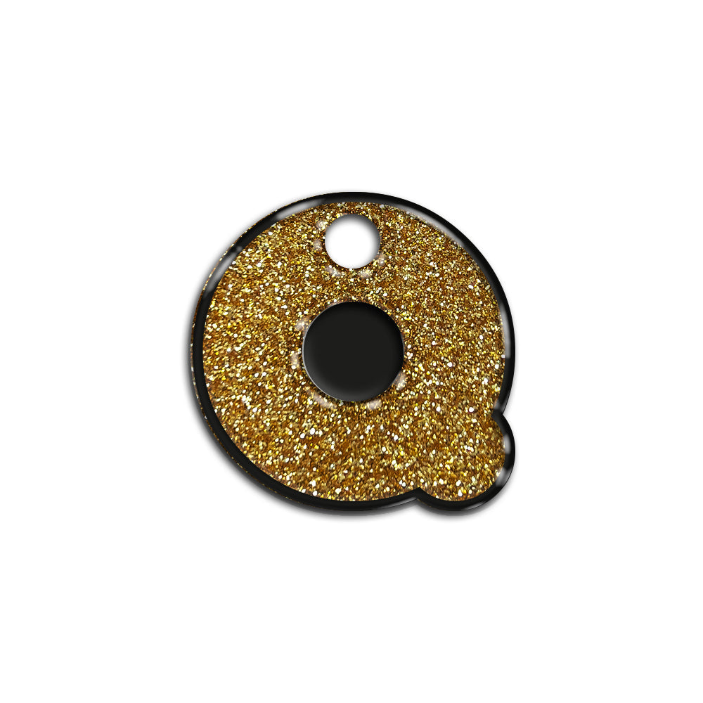 Q Harfi Rounded Gold Glitter | ID Tag