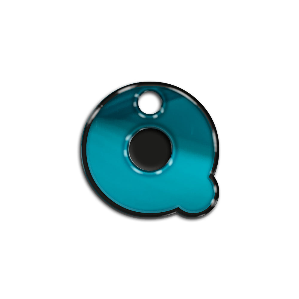 Q Harfi Rounded Blue Metalik | ID Tag