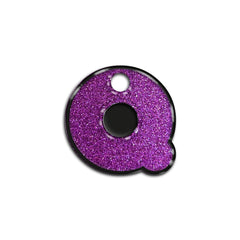 Q Harfi Rounded Purple Glitter | ID Tag