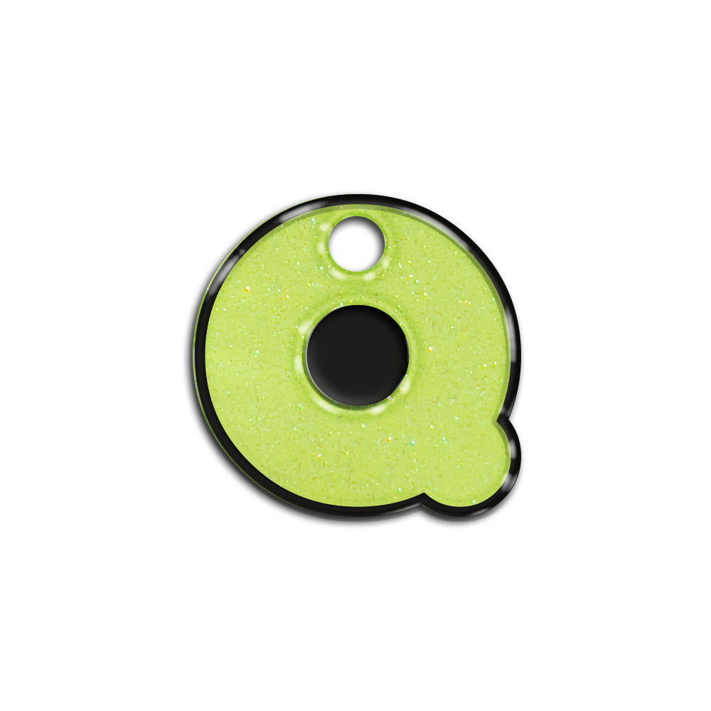 Q Harfi Rounded Sarı Glitter | ID Tag