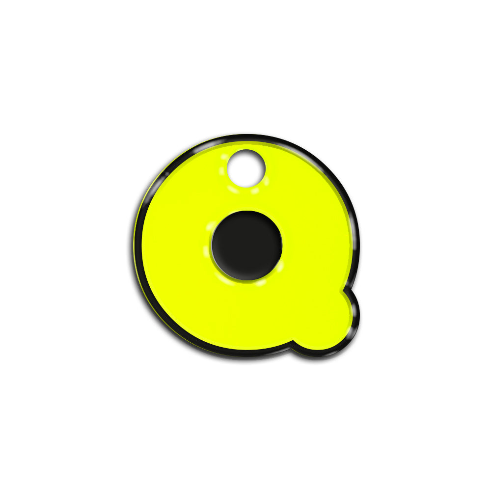 Q Harfi Rounded Sarı Neon | ID Tag