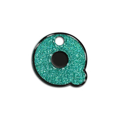 Q Harfi Rounded Su Green Glitter | ID Tag