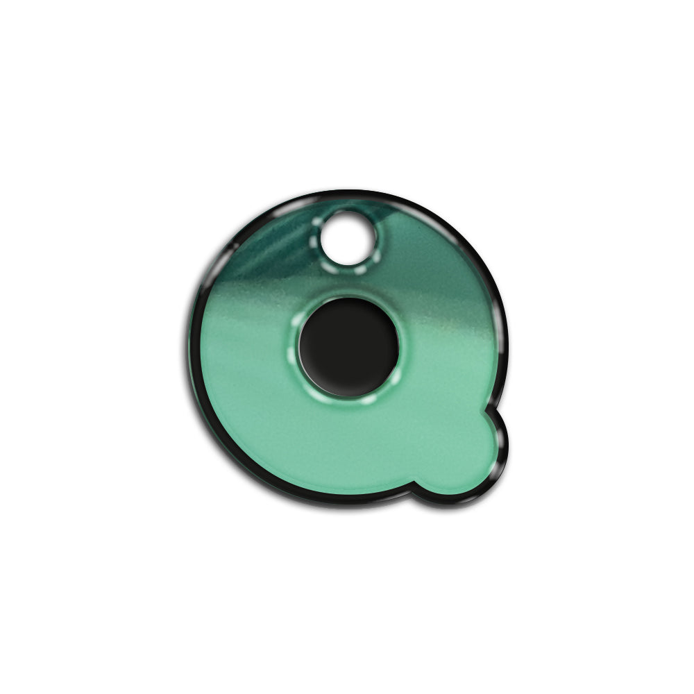 Q Harfi Rounded Su Green Metalik | ID Tag