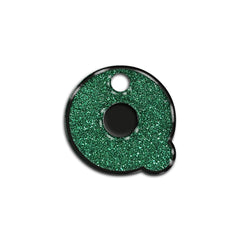 Q Harfi Rounded Green Glitter | ID Tag