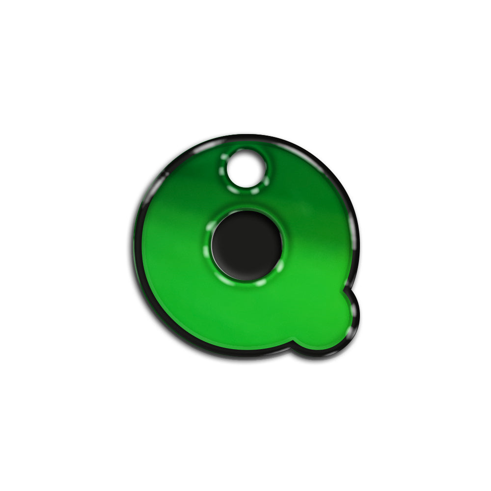 Q Harfi Rounded Green Metalik | ID Tag