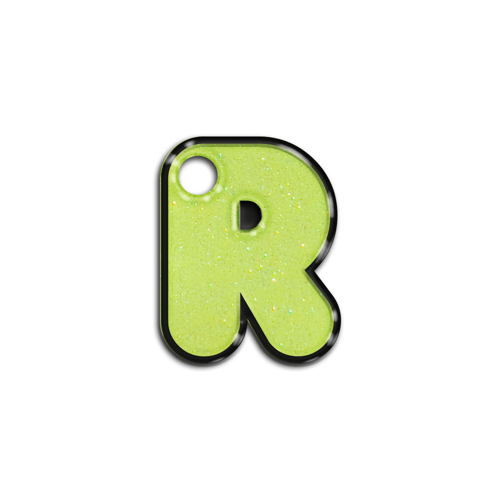R Harfi Rounded Sarı Glitter | ID Tag