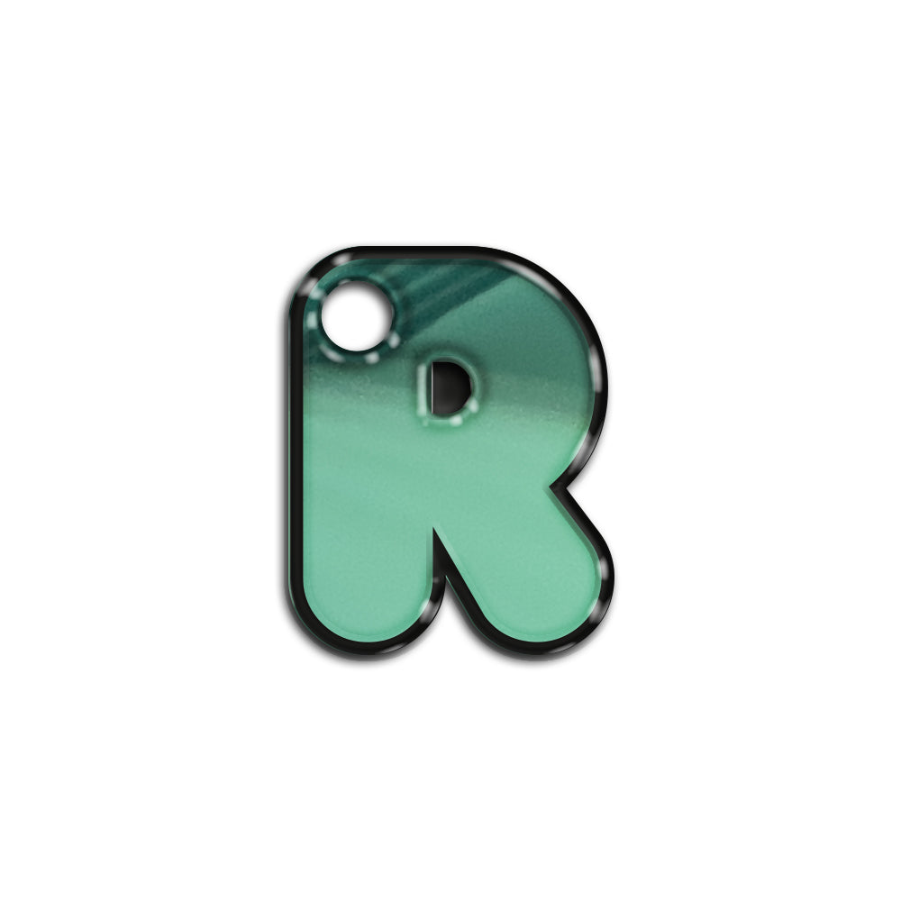 R Harfi Rounded Su Green Metalik | ID Tag