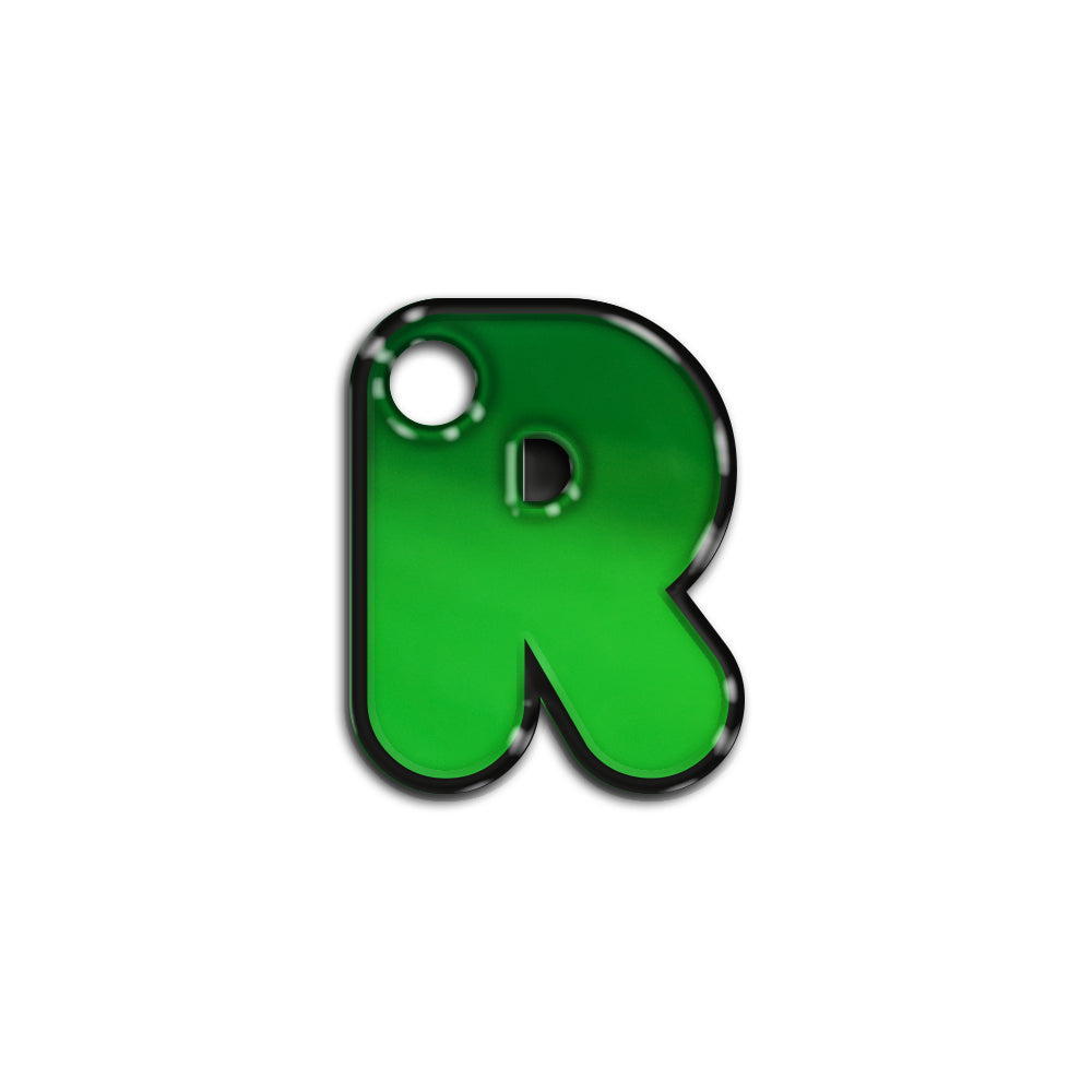 R Harfi Rounded Green Metalik | ID Tag
