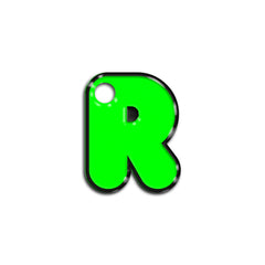 R Harfi Rounded Green Neon | ID Tag