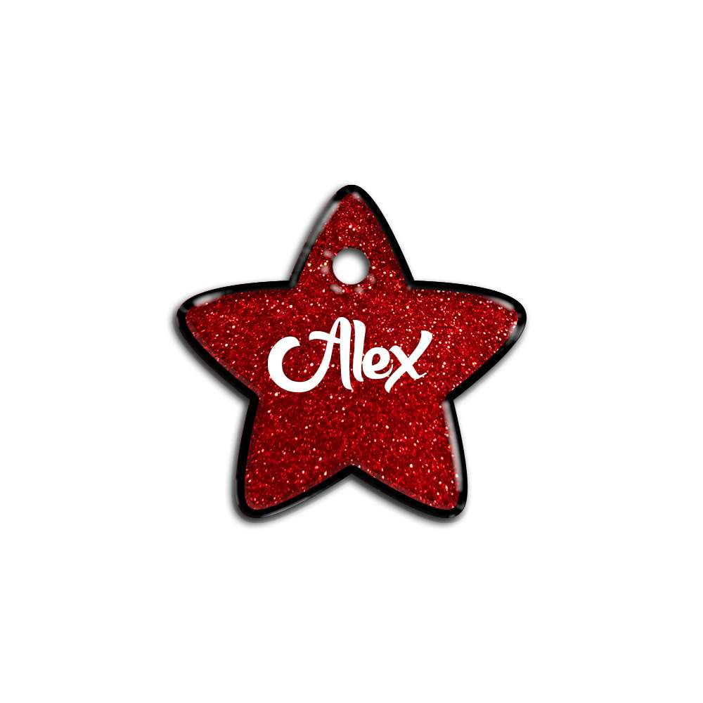 Kırmızı Glitter Yıldız | İsimlik - Evcil hayvanlar için mükemmel bir ürün.