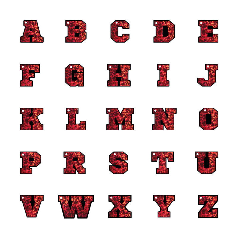 Kırmızı Hologram Harf Künyeler | Tüm Harfler - Evcil hayvanlar için mükemmel bir ürün.