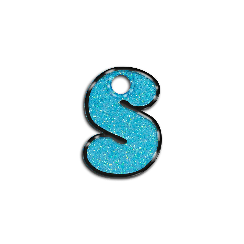 S Harfi Rounded Light Blue Glitter | ID Tag