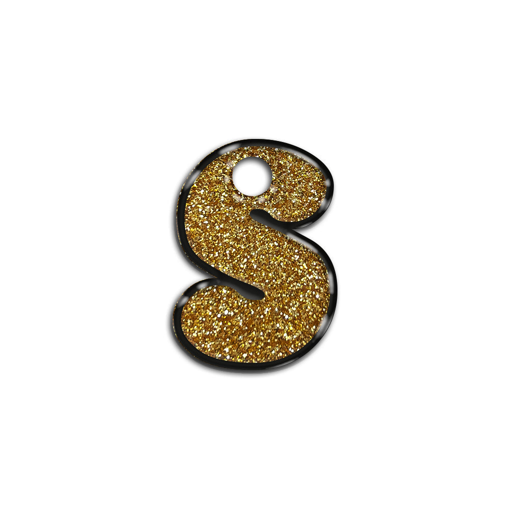 S Harfi Rounded Gold Glitter | ID Tag
