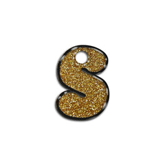 S Harfi Rounded Gold Glitter | ID Tag