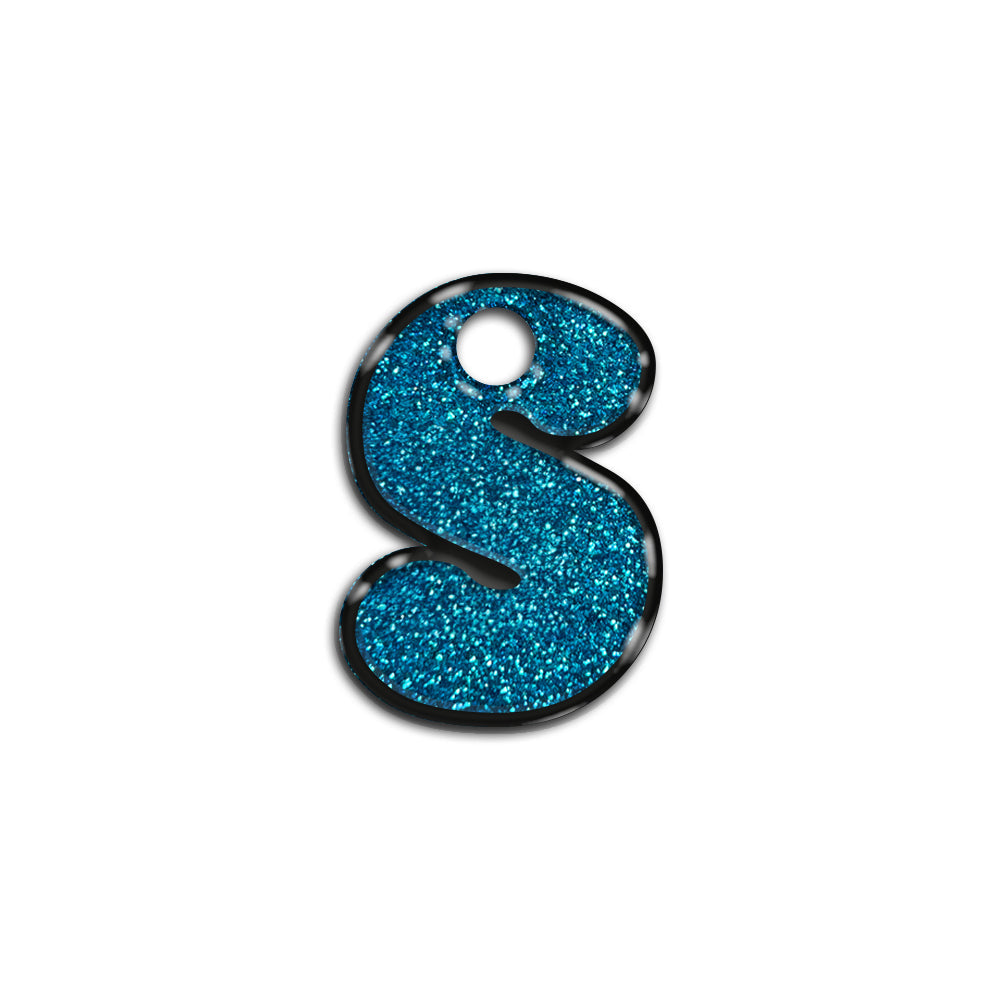 S Harfi Rounded Blue Glitter | ID Tag