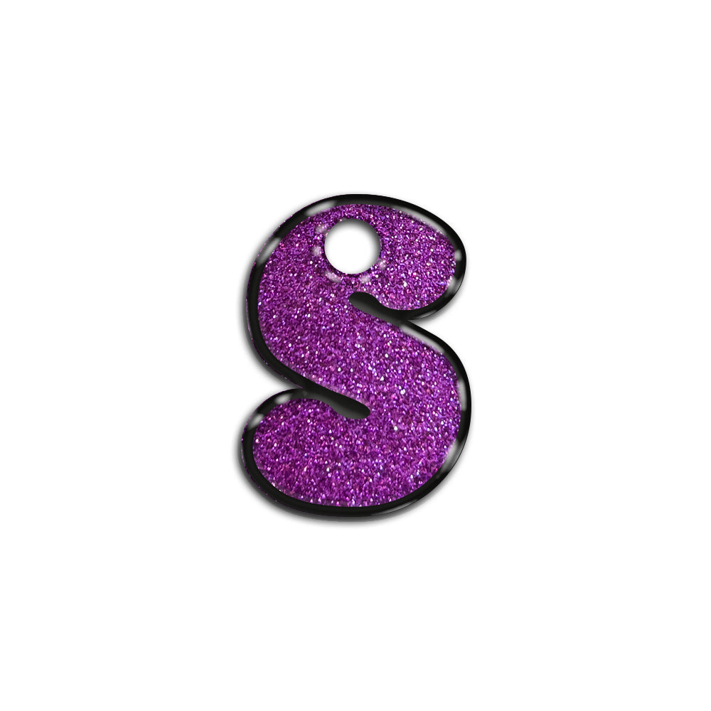 S Harfi Rounded Purple Glitter | ID Tag
