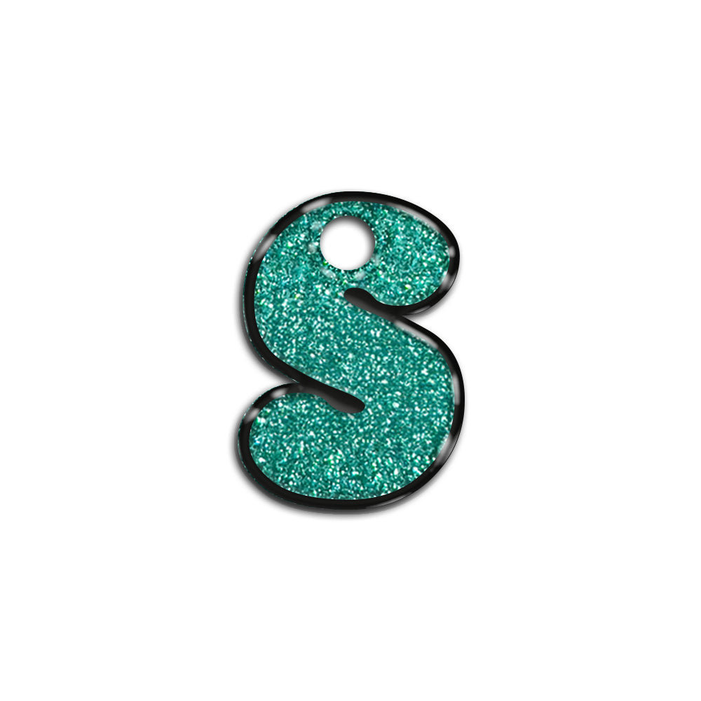 S Harfi Rounded Su Green Glitter | ID Tag