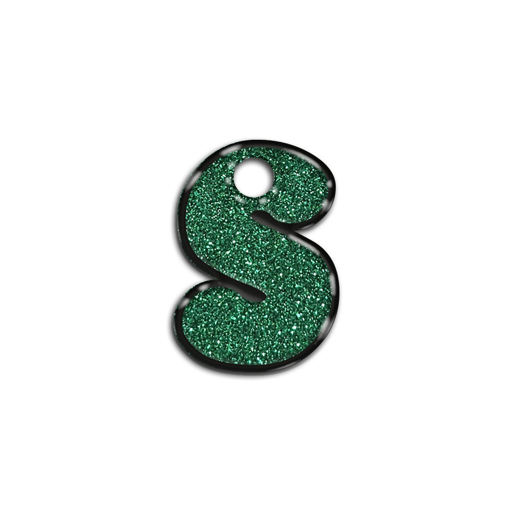 S Harfi Rounded Green Glitter | ID Tag