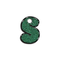 S Harfi Rounded Green Glitter | ID Tag
