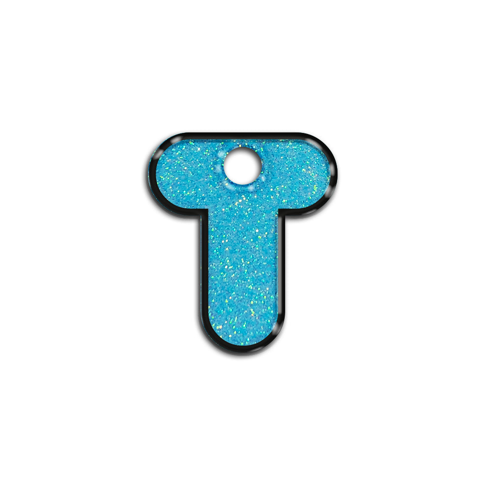 T Harfi Rounded Light Blue Glitter | ID Tag
