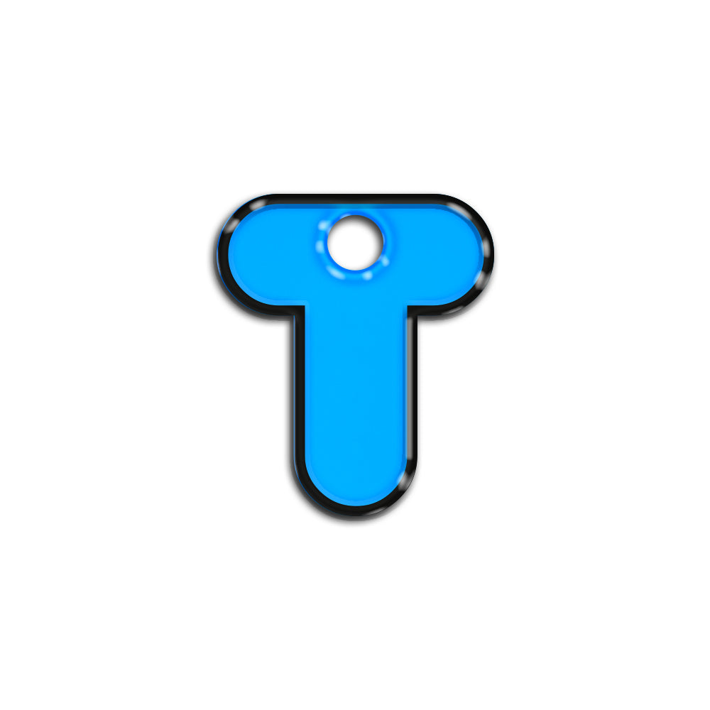 T Harfi Rounded Blue Neon | ID Tag