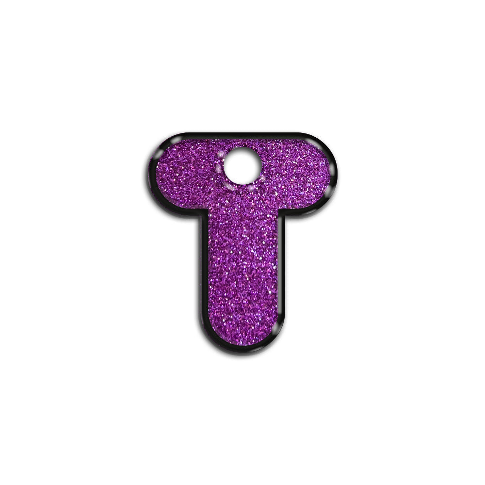 T Harfi Rounded Purple Glitter | ID Tag