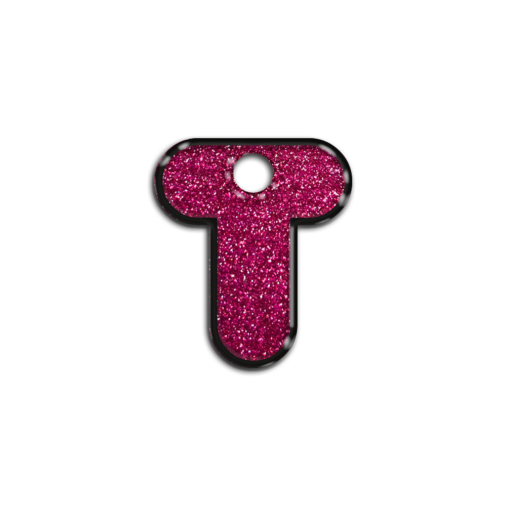 T Harfi Rounded Fuchsia Glitter | ID Tag