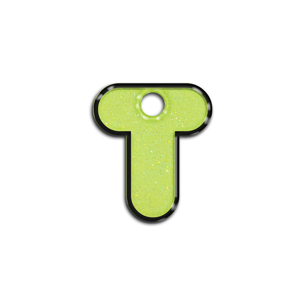 T Harfi Rounded Sarı Glitter | ID Tag