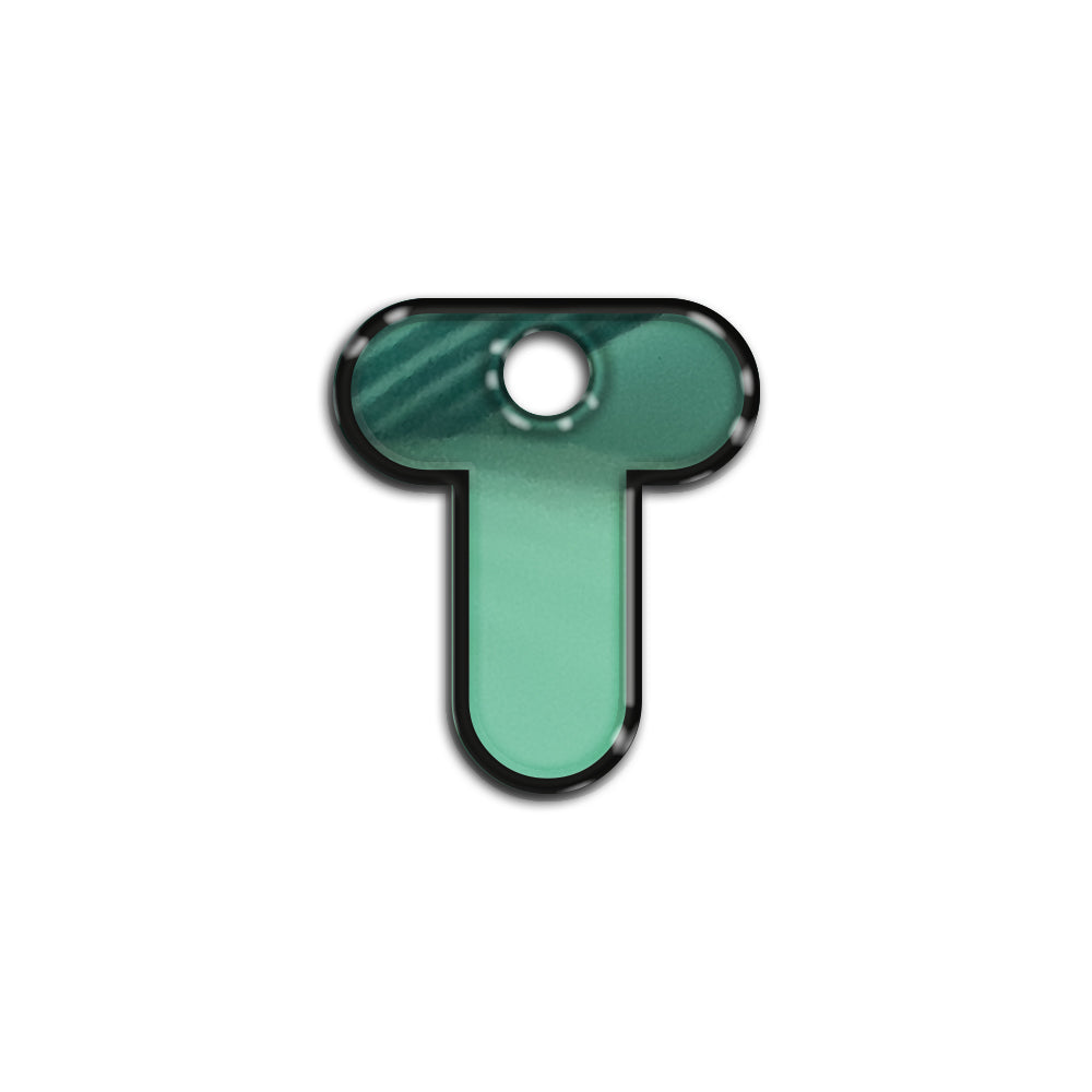 T Harfi Rounded Su Green Metalik | ID Tag