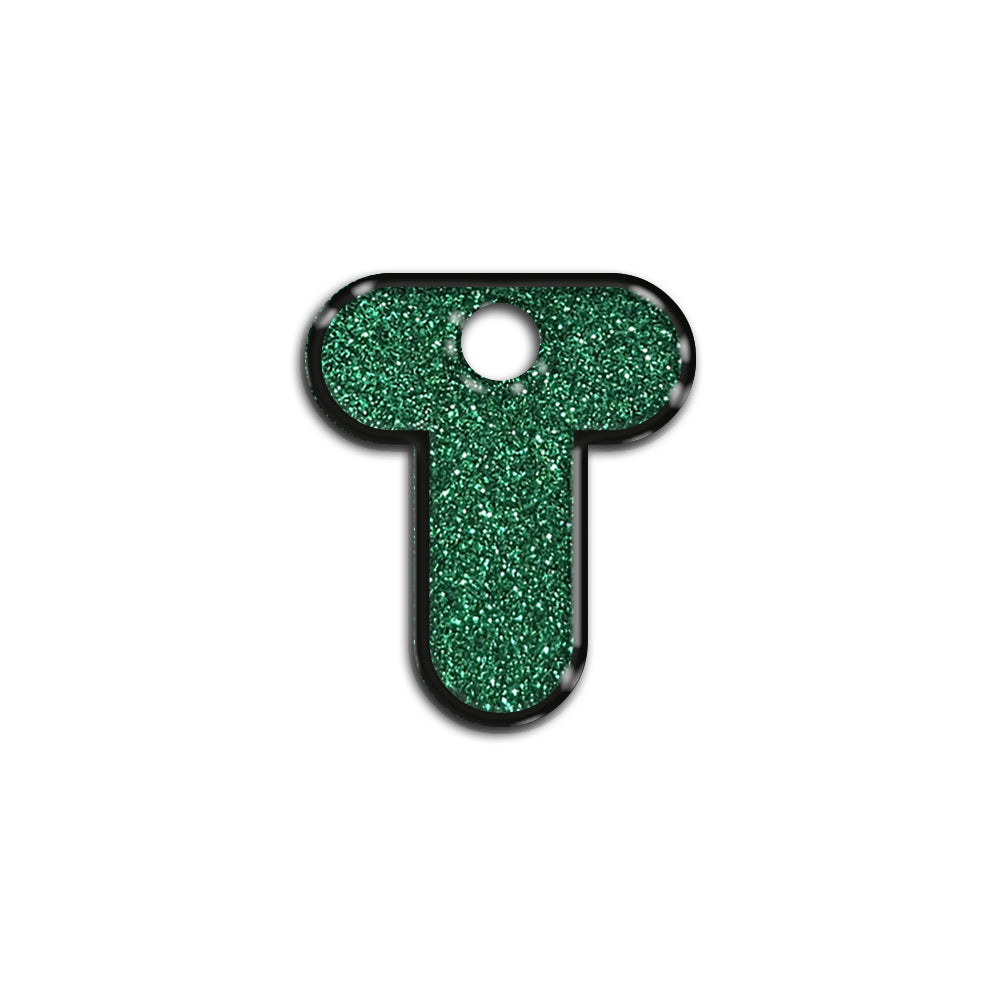 T Harfi Rounded Green Glitter | ID Tag