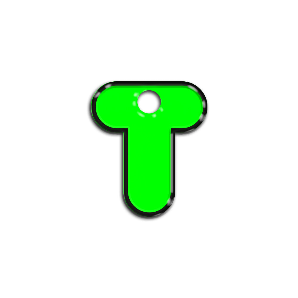 T Harfi Rounded Green Neon | ID Tag