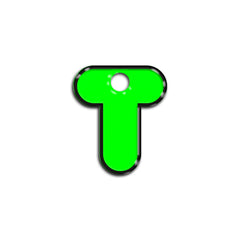 T Harfi Rounded Green Neon | ID Tag