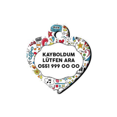 Müzik Doodle Desenli Kalp TFX TagsForever