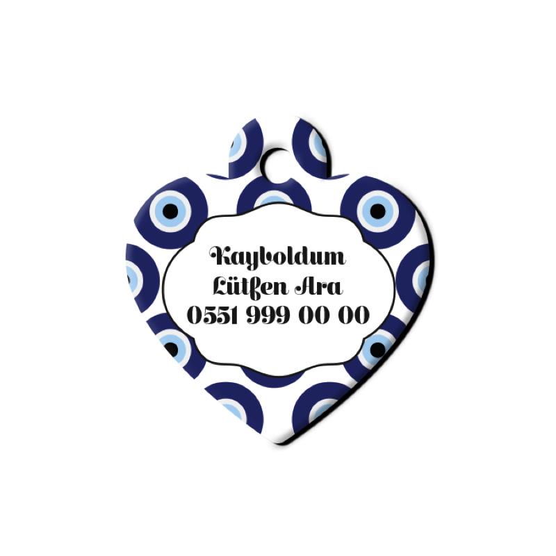 Nazar Boncuğu Desenli Kalp TFX TagsForever