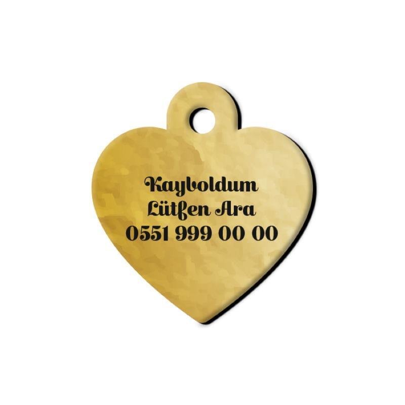 Altın Desenli 2 Kalp | Kedi Köpek İsimlik