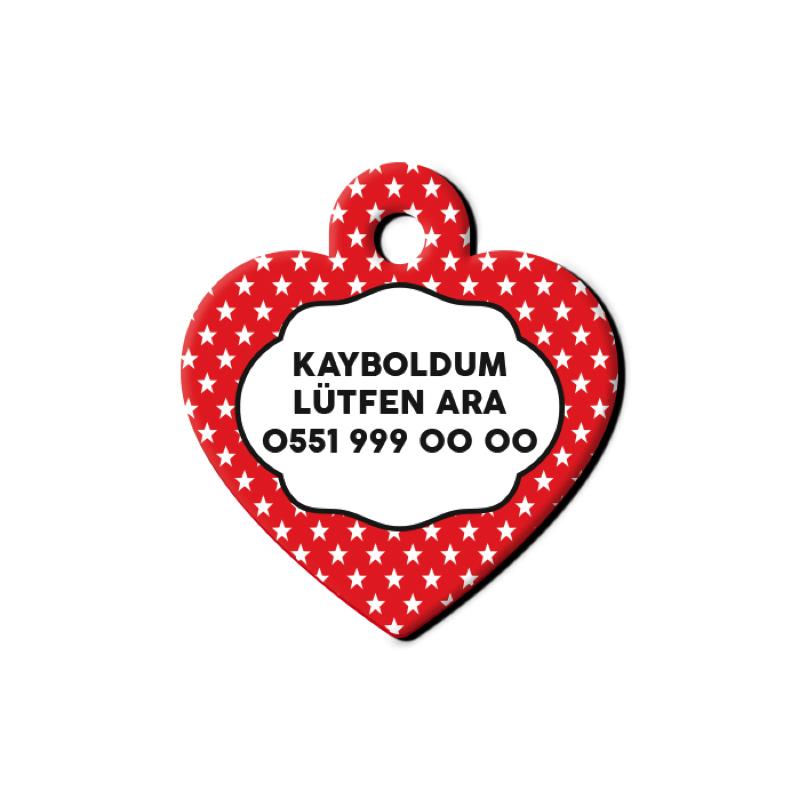 Kırmızı Yıldız Desenli Kalp TFX TagsForever